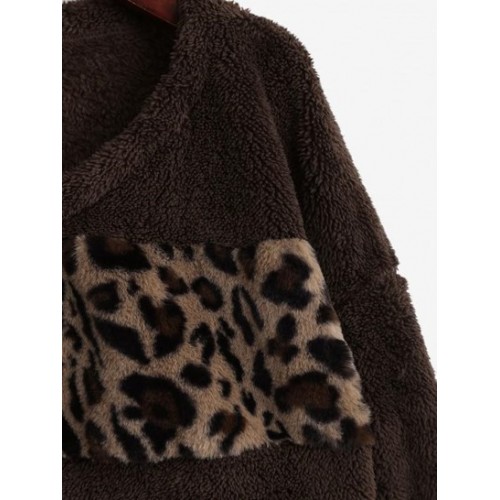 Leopard Fluffy Drop Shoulder Sweatshirt