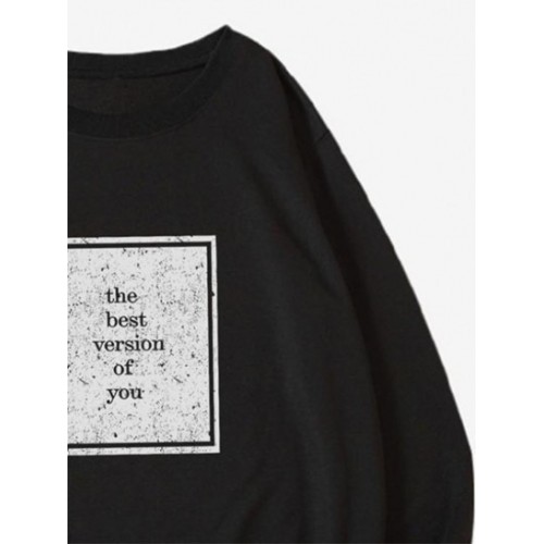 Slogan Graphic Pullover Sweatshirt