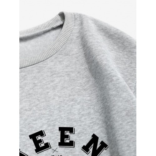 Queens 98 Print Drop Shoulder Thermal Lined Sweatshirt