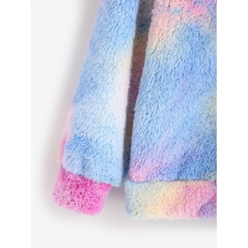 Quarter Zip Tie Dye Fluffy Sweatshirt