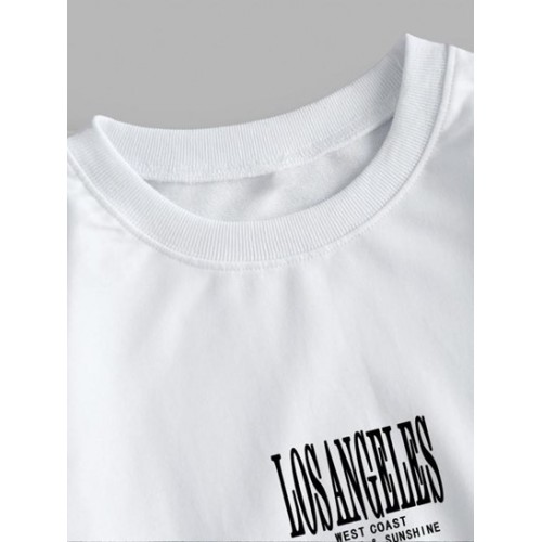 Letter Los Angeles Print Pullover Sweatshirt