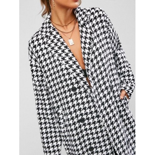 Houndstooth Long Coat