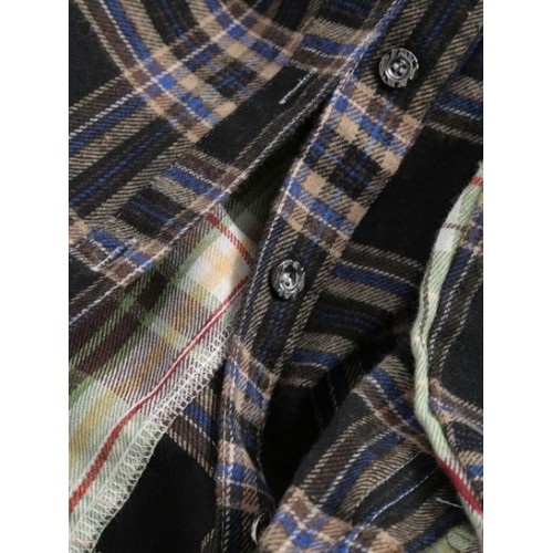 Contrast Plaid Front Pocket Button Down Shirt