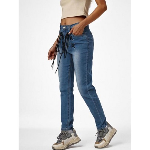 Lace Up High Waisted Skinny Jeans