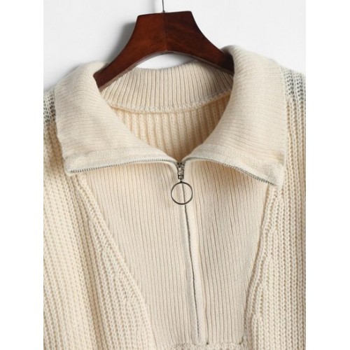 Drop Shoulder Half Zip Jumper Sweater