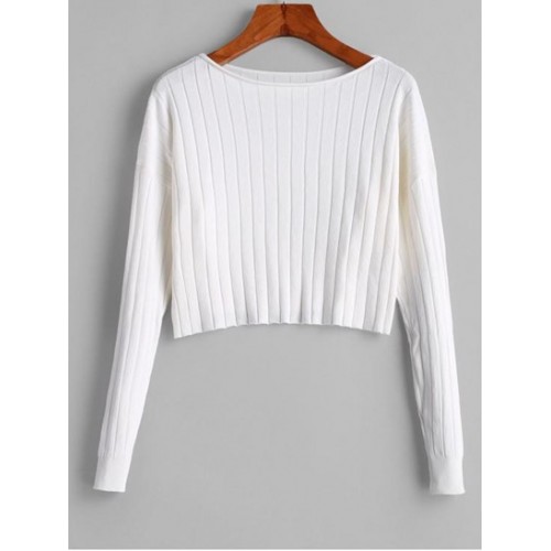 Drop Shoulder Slash Neck Cropped Sweater