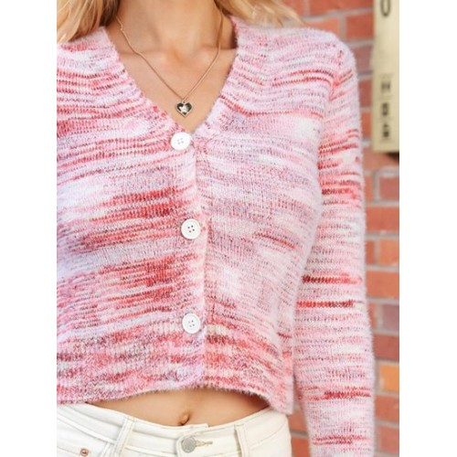 Fuzzy Space Dye Cropped Cardigan