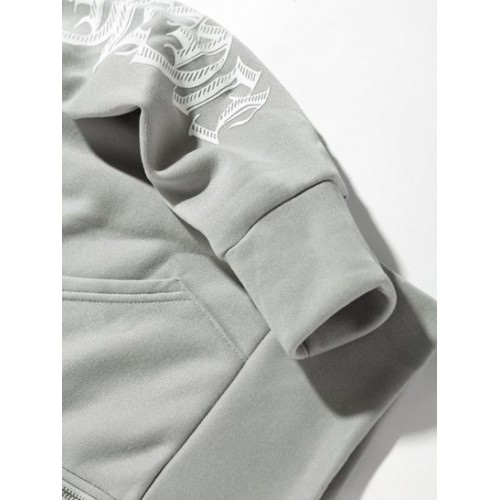 Letter Print Raglan Sleeve Zip Up Hoodie