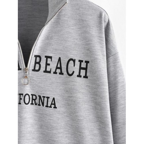 Half Zip CALIFORNIA Graphic Pocket Sweatshirt