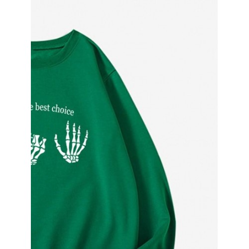 Halloween Skeleton Hand Best Choice Print Pullover Sweatshirt