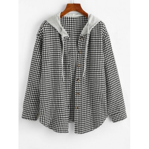 Houndstooth Button Up Combo Jacket