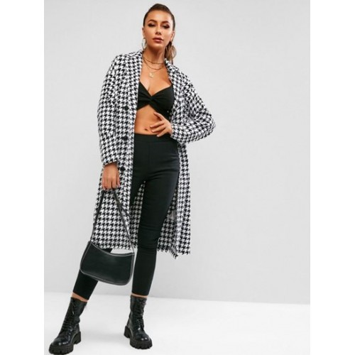 Houndstooth Long Coat