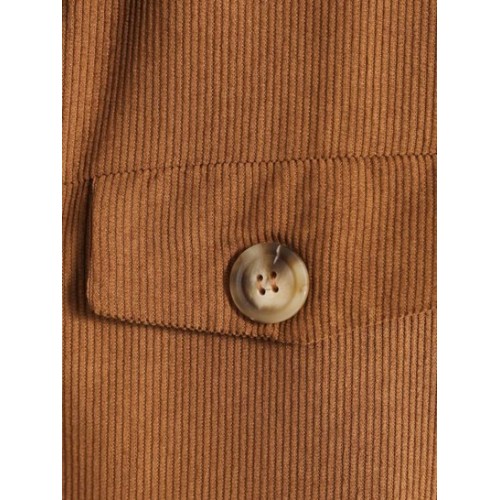 Flap Detail Button Up Corduroy Jacket