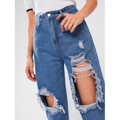 Ripped Baggy Wide Leg Jeans