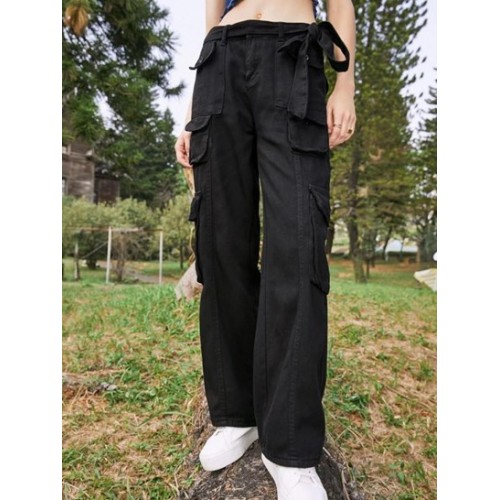 Belted Cargo Baggy Jeans